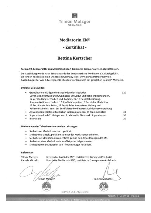 Mediatorin Zertifikat 2017